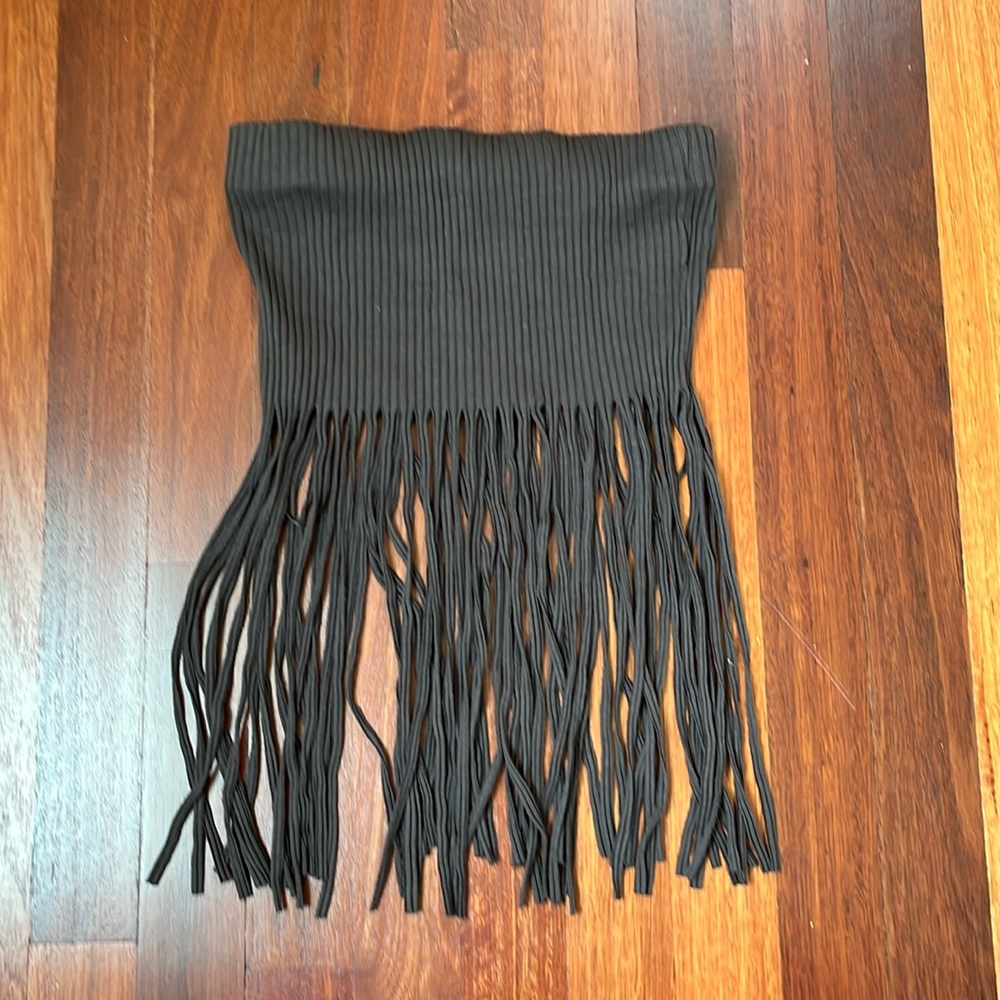 Zara Black Fringe Crop Top